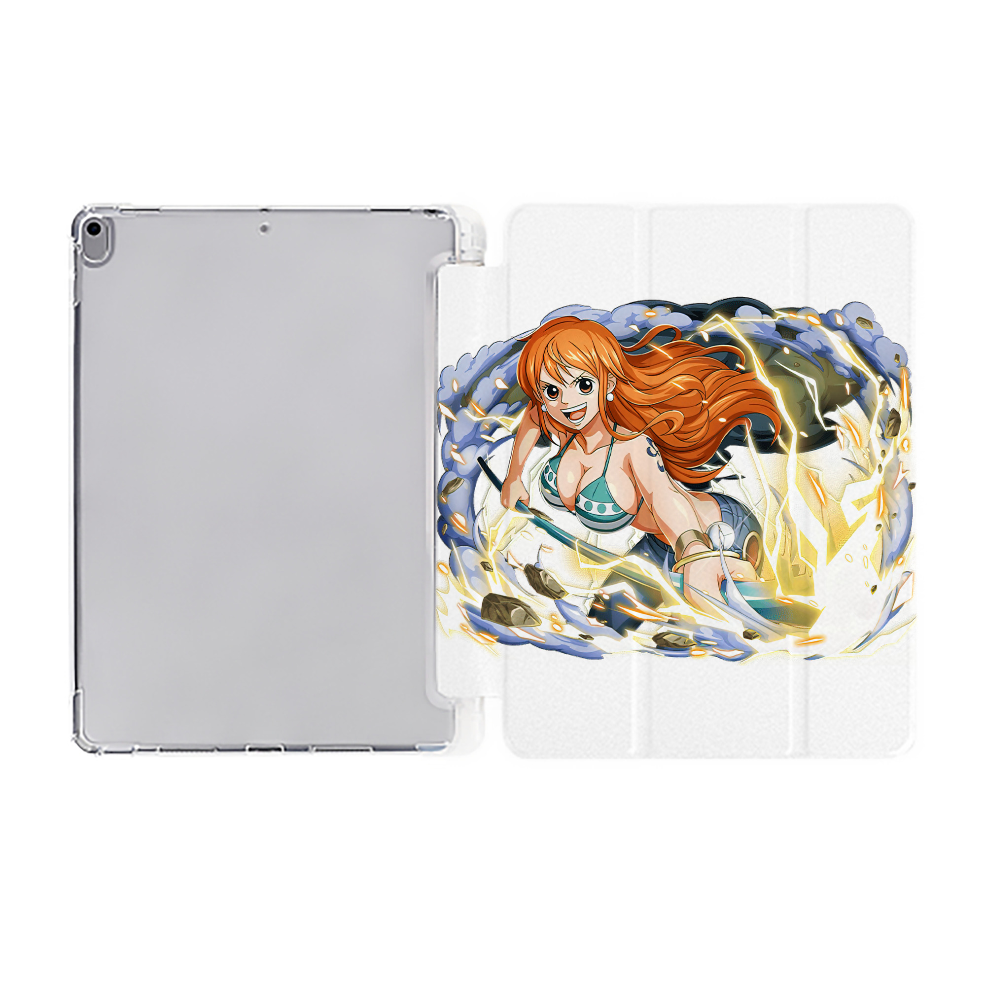 （画像用） ワンピース ナミ ONE PIECE Nami IPad ケース ペン収納付き 三つ折りスタンド PUレザー×シリコン 対応機種9.5/10.5/10.9インチ